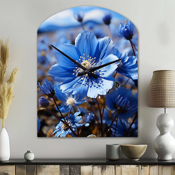 Blue Flower Cobalt Delight - Asymmetric Metal Wall Clock